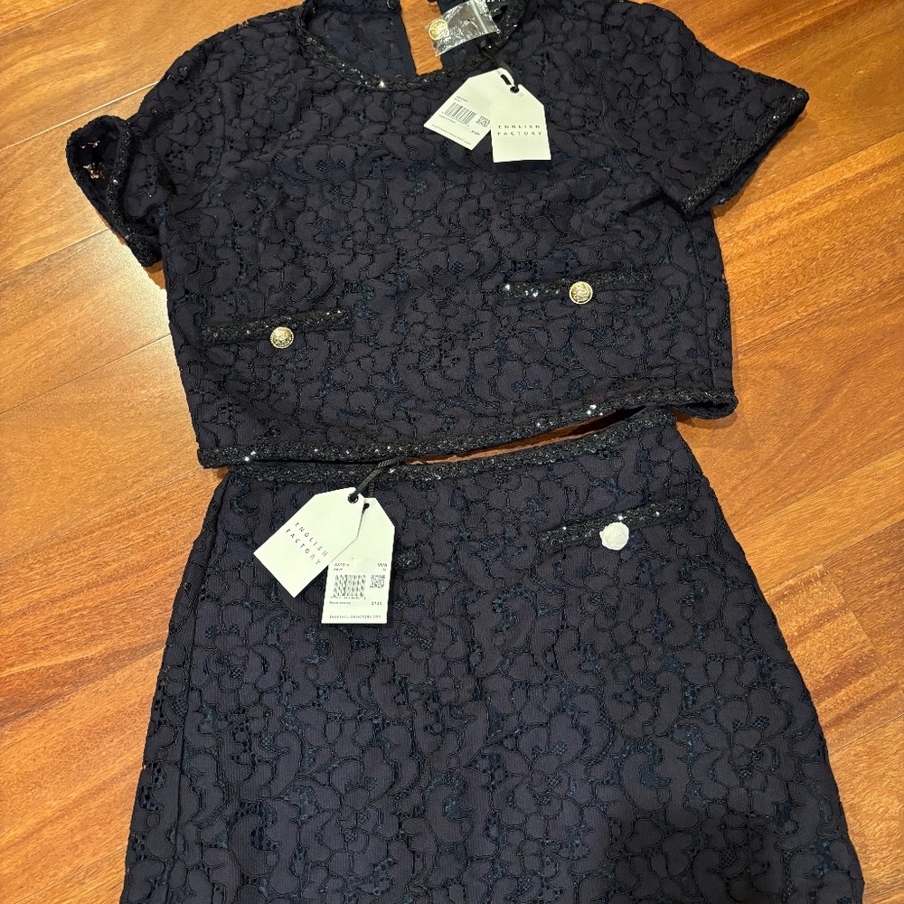 Black lace top and skirt NWT